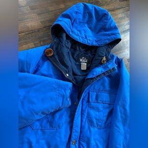 Vintage Woolrich Chore Coat Men’s Small Blue 1423 Olefin Parka Jacket Green USA